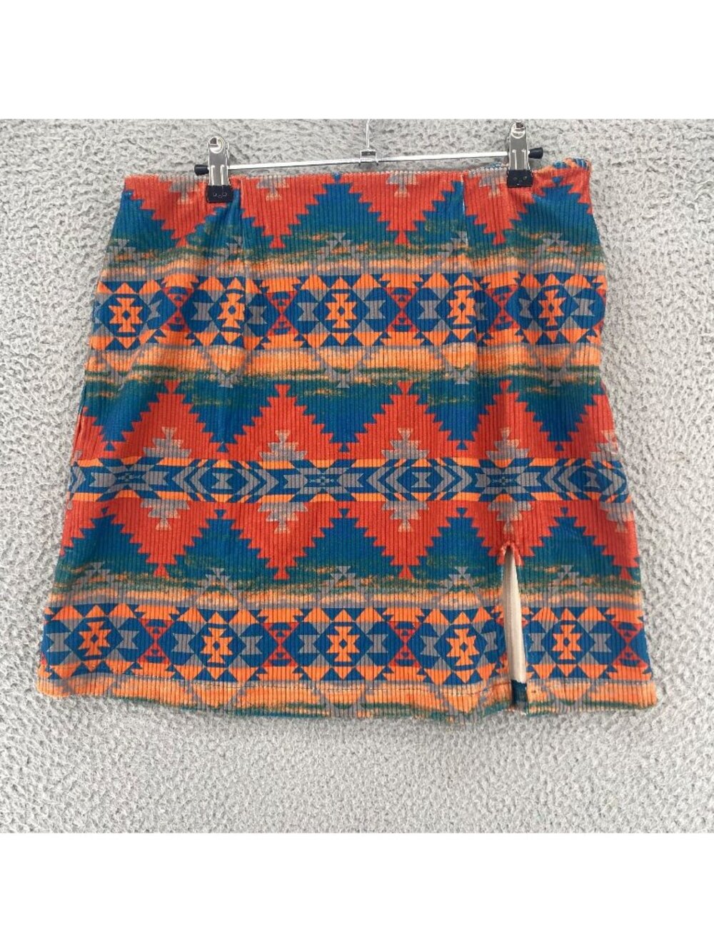 Savanna Jane Skirt Womens Large Orange Multi Aztec Southwest Corduroy Mini NWT